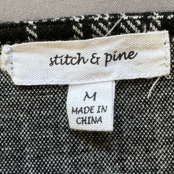 Stitch & Pine top women medium cotton blend chiffon plaid cropped tank black - Picture 3 of 8